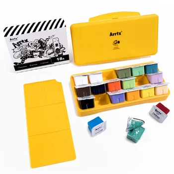 

Arrtx 18 Colors Gouache Paint Set 30ml Cute Jelly Cup Design with Portable Box and Palette Suitable for Hobbyist Artists Paint