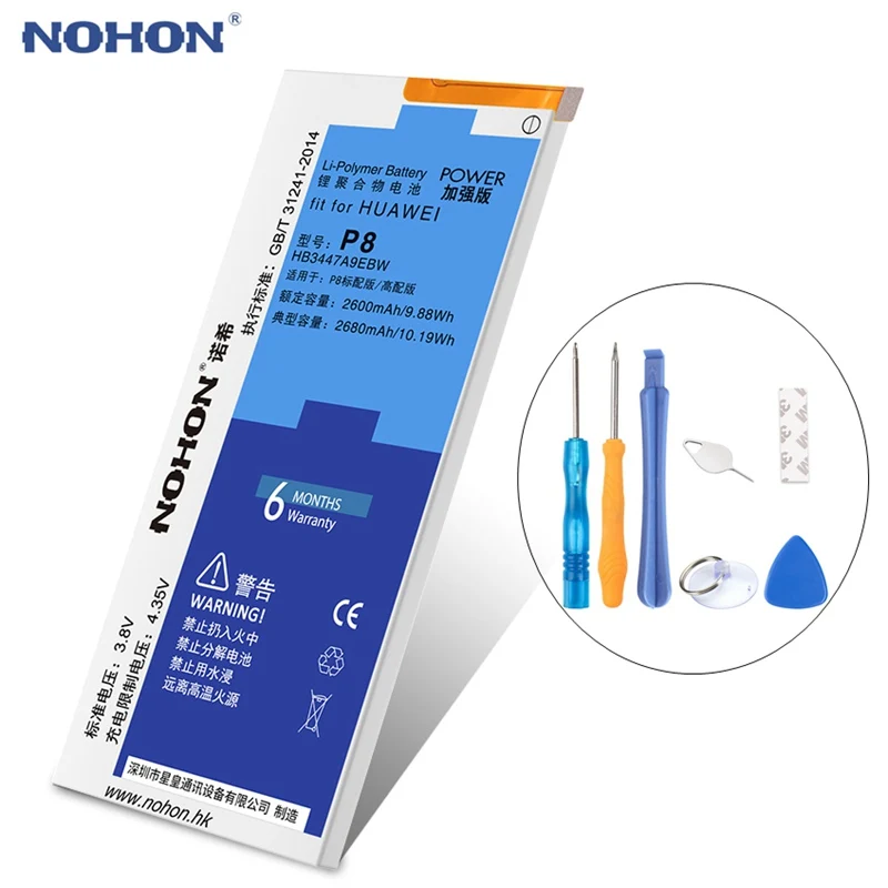 

Original NOHON Phone Battery for Huawei Ascend P8 HB3447A9EBW Battery Replacement Lithium Polymer Bateria 2680mAh Batarya