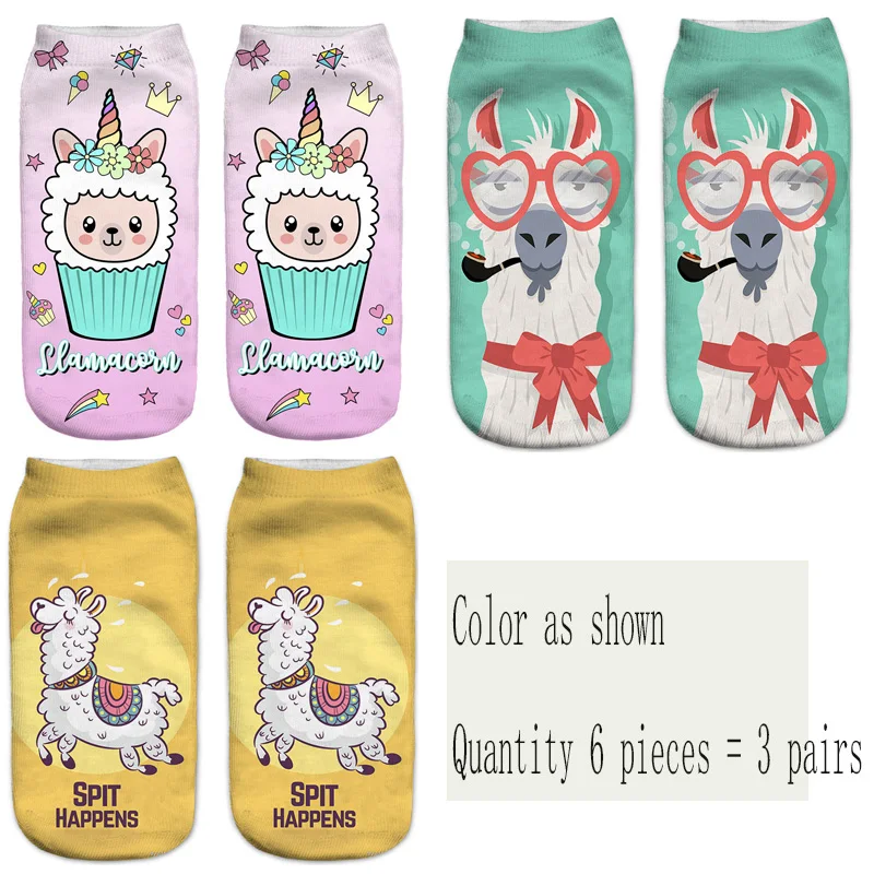 Cute funny animal print women's socks 3D three-dimensional pattern sheep unicorn camel cartoon socks gift new beautiful - Цвет: Style as shown