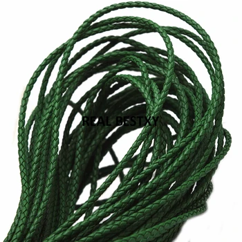 

2m/lot approx 3mm green Braided Leather Cord String Lace Tong DIY Craft Jewelry Making Findings round leather strings diy bangle