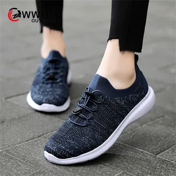 

WWKK Autumn Running Shoes Breathable Mesh Outdoor Sports Female Flats Shoes Woman Athletic Sneakers For Women sapato feminino