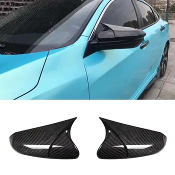 

pcmos 2020 ABS Carbon Fiber Horn Rearview Side Mirror Cover Shell Rearview Mirror Edge Guards Cover For Honda Civic 2016-2018