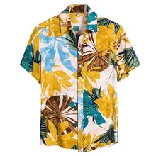 Мужская гавайская рубашка, мужская повседневная рубашка, мужские пляжные рубашки с принтом, брендовая одежда с коротким рукавом, Этническая футболка 3XL# g3#1224q25