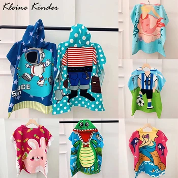 

Towel Poncho for Baby Microfiber Bathrobe Towel Robe Pool Beach Children Surf Dry Robe with Hood Cartoon Kids Swimming Towels