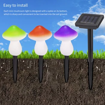

Hot Sale Three Mini Mushroom Shape Light Waterproof 9leds Solar Energy Mushroom String Light Lamp For Garden Party Decoration