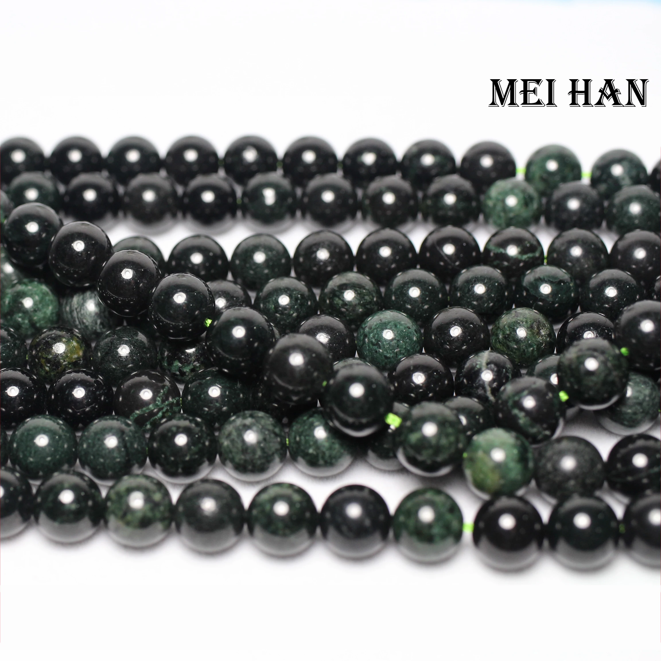 Meihan(1 прядь/комплект) натуральный 10-10,3 мм темный жадеит Гладкие Круглые Бусины DIY полудрагоценные для дизайна ювелирных изделий