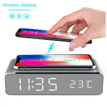 

Alarm Clock With Phone Wireless Charger Led Modern Digital Clock For Indoor Amazon Explosion Wireless Charger