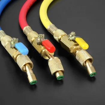 

W/Shut Valve AC Charging Hoses R410a R134a R22 Refrigerant HVAC 1/4inch SAE