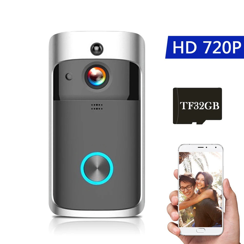 

WiFi Smart Wireless Security DoorBell Smart 720P Visual Intercom Recording Video Door Phone Remote Home Monitoring Night Vision