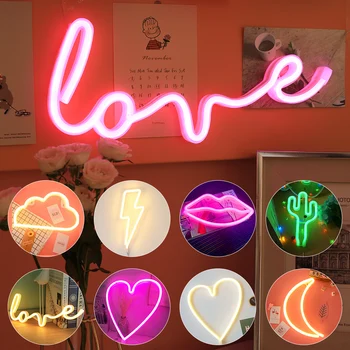

LED Neon Sign Light Love Flashing Cloud Moon Neon Light Wall Word Poster Background Room Shop Wedding Christmas Decoration D30