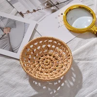 Handmade Rattan Weaving Round Storage Basket Fruit Dish Wicker Bread Basket Kitchen Food Picnic Bread Sundry Mini Container 1