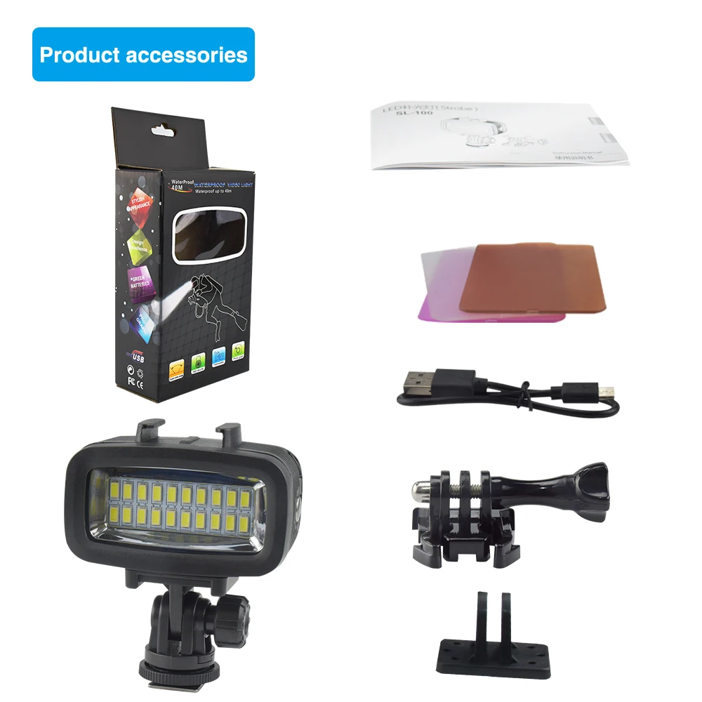 LED Video Light Mini LED Video Light Seafrogs 700LM SL-100 Professional Waterproof LED Video Diving Fill Light for Photographic Lighting