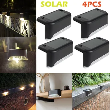 

4PCS LED Warm White Solar PathStair Outdoor Light Garden Yard Fence Wall Lamp