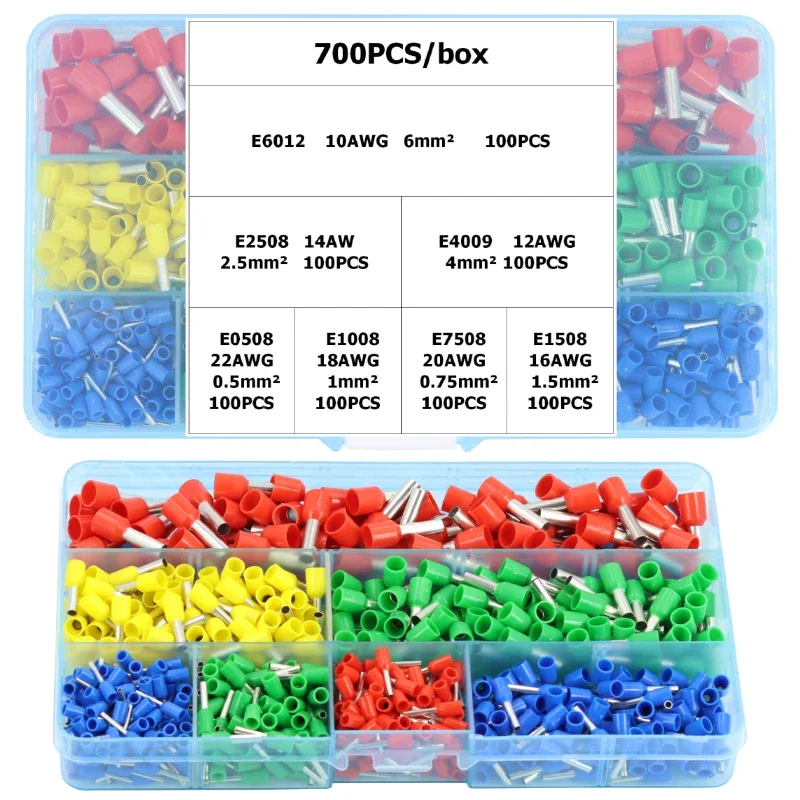 HSC8 크림핑 플라이어, 0.25-6 mm2, 23-10AWG, 1020 개, 700 개 튜브 박스 타입, 니들 타입 터미널 크림프, 미니 압력 와이어 도구