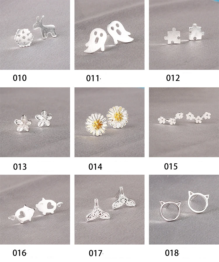 

Real 925 Sterling Silver Jewelry For Women Cute AnimalHollow Earring Stud Small Stud Earring For Girls Wholesale