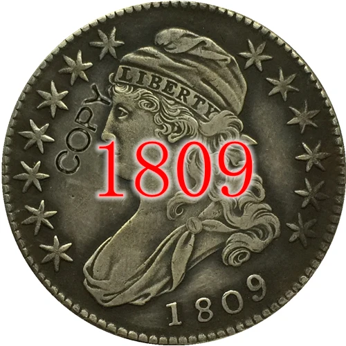 США(1807-1836) 27 монет с закрытым бюстом, Надпись EDGE половина копия доллара монеты