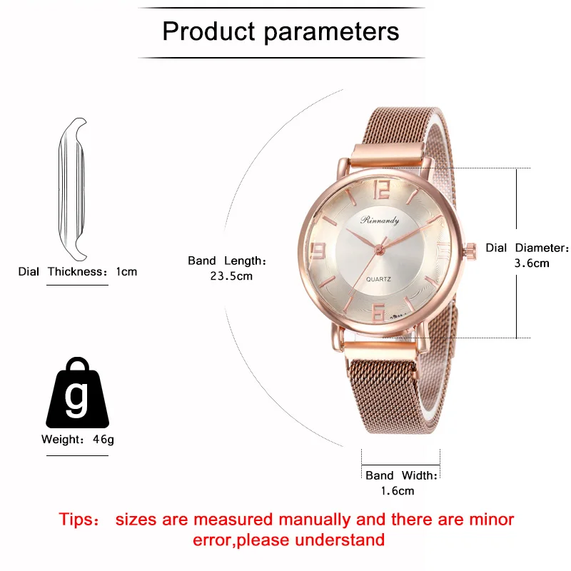 WJ-8568, простые женские часы с ремешком из нержавеющей стали, с магнитной пряжкой, повседневные сетчатые часы, кварцевые часы, браслет из розового золота, наручные часы