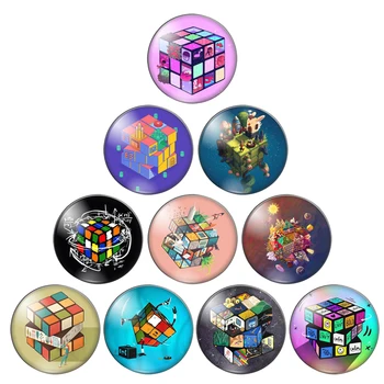 

New Interesting creative Rubik's cube 18mm/20mm/25mm Round photo glass cabochon demo flat back Making findings ZB0543