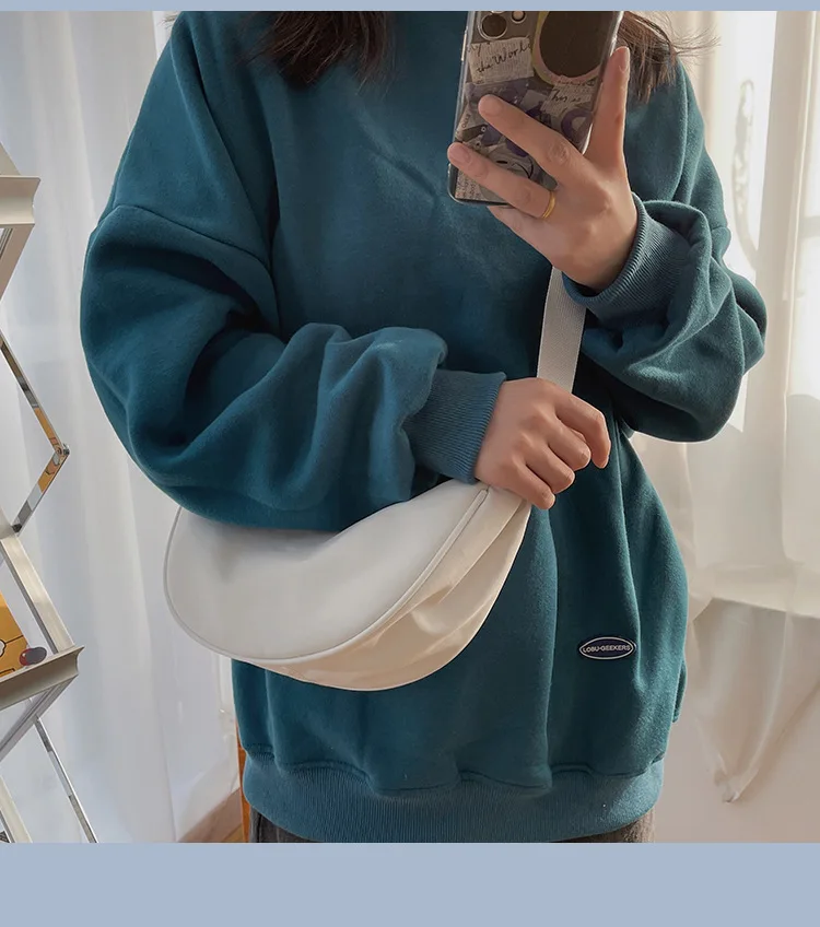 2024 Solid Color Chest Bag For Women Large Capacity Travel Crossbody Female Half Moon Belt Bag Ladies Daily Street Fanny Packs