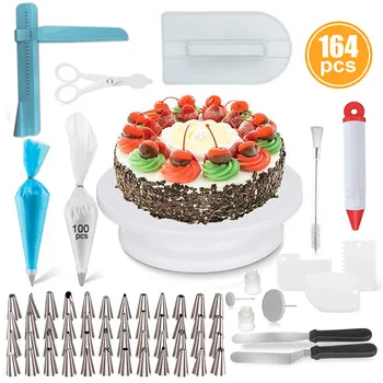 

164pcs Cake Decoration Baking Tools Decorating Mouth Tool Baking Turntable Utensil Cream Nozzle Set DIY Creative Baking Set