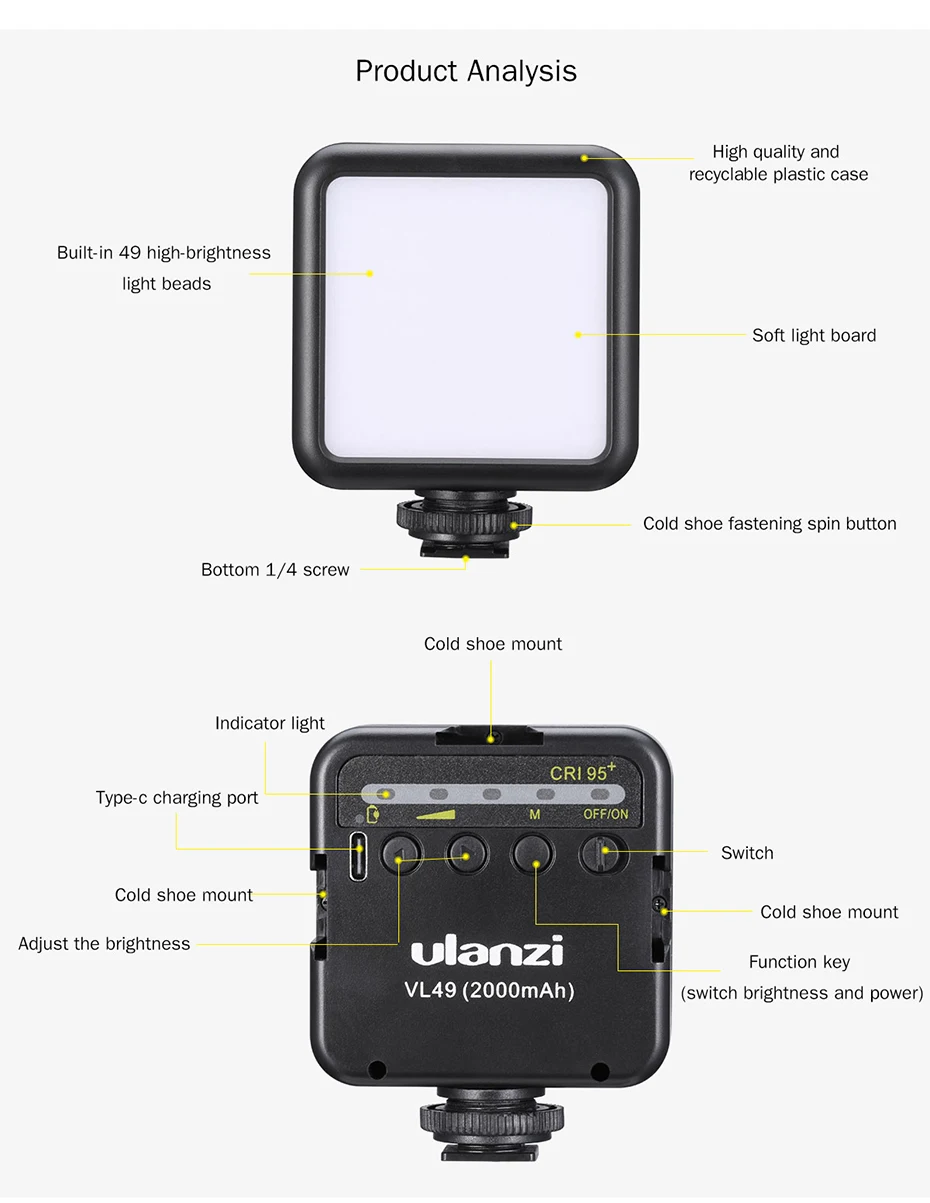 Rechargeable LED Video Triple Light