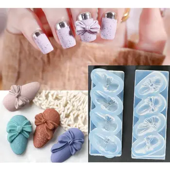 

5Pc Handmade Nail Bow Silicone Resin Mold Bowtie Carving Mold Nail Art Mould Kit