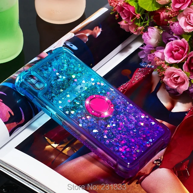 Для Xiaomi Redmi 7A K20 ударопрочный жидкий Мягкий ТПУ чехол подставка 360 Вращающийся палец кольцо сыпучий песок с блестками Алмазная крышка кожа 100 шт