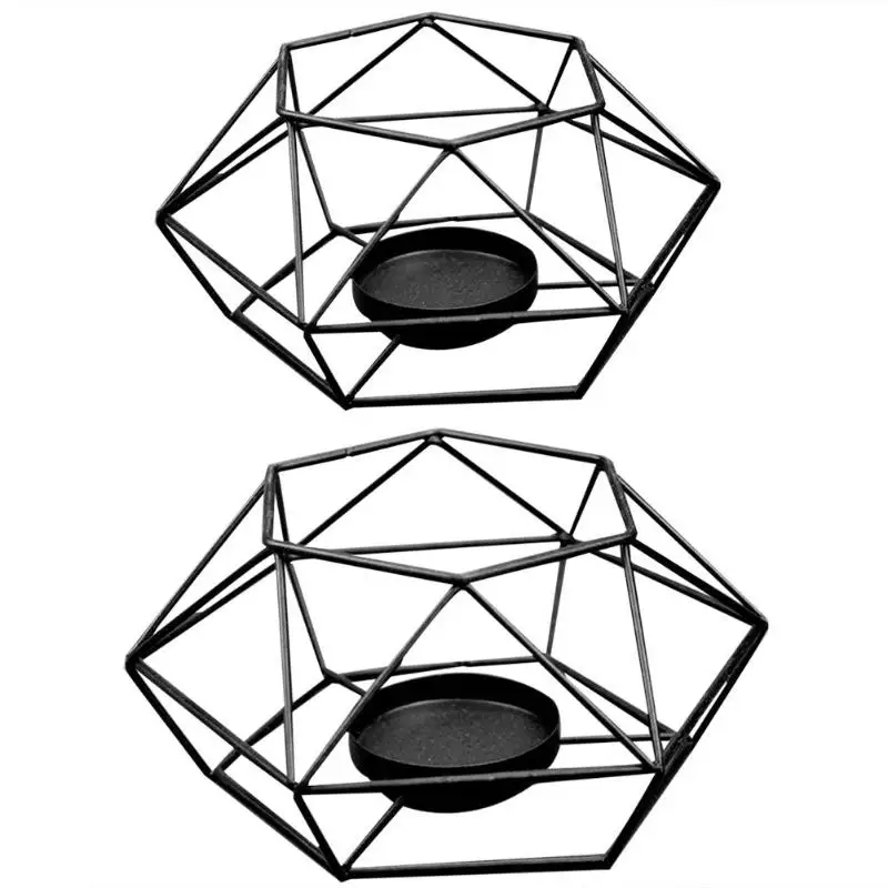 Геометрическая, Шестигранная форма подсвечник металлический Железный полый подставка для свечи Свадебная украшения с короткими свечами декоративные аксессуары для дома