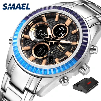 

SMAEL Full Stainless Steel Men Watch Fashion Male Date Calendar Clock Business Waterproof Man LED Relogio Masculino Reloj Hombre