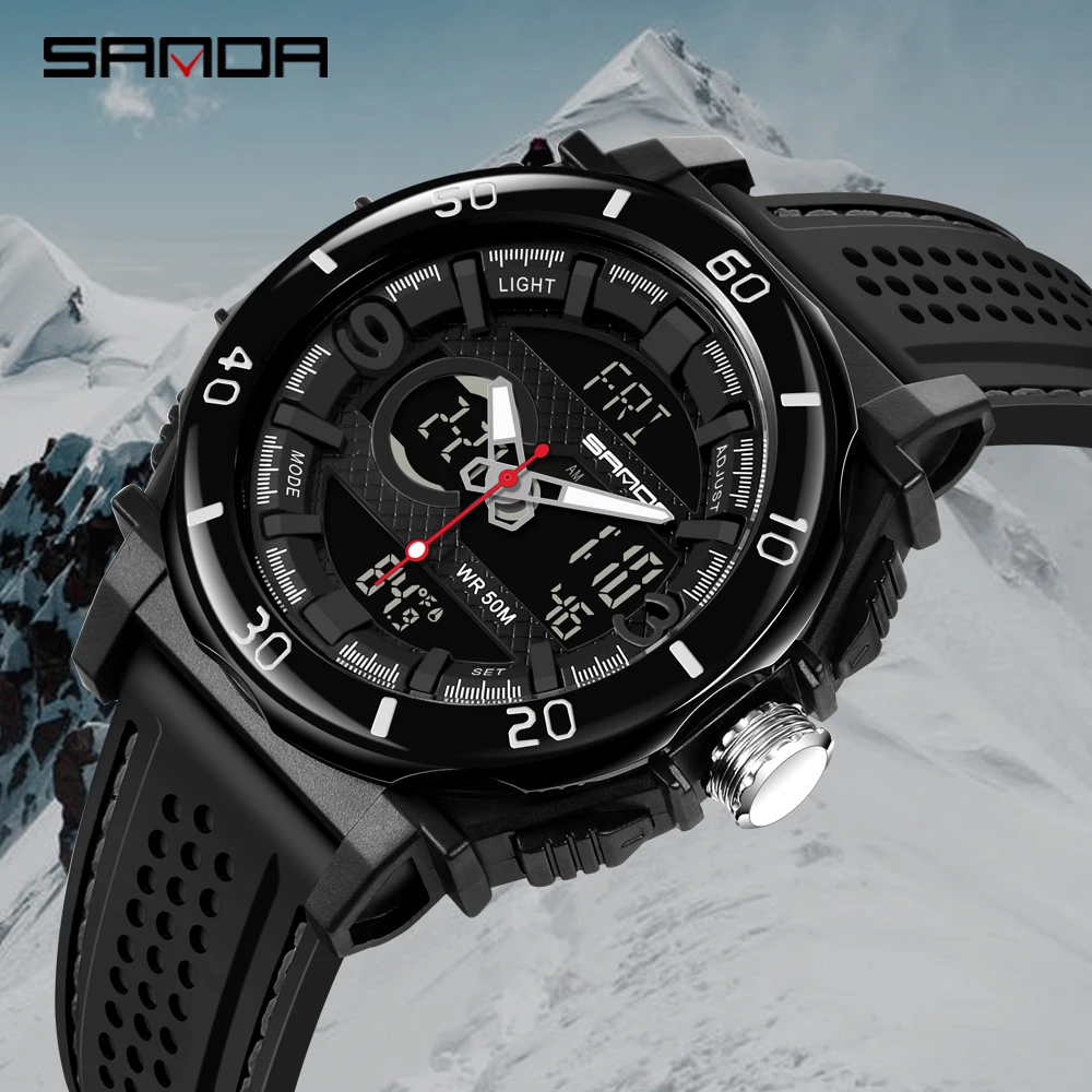 

SANDA New Sport Watch Men Top Brand 50M Waterproof Military Quartz Digital Wristwatch Mens Casual Watches Relogio Masculino 760