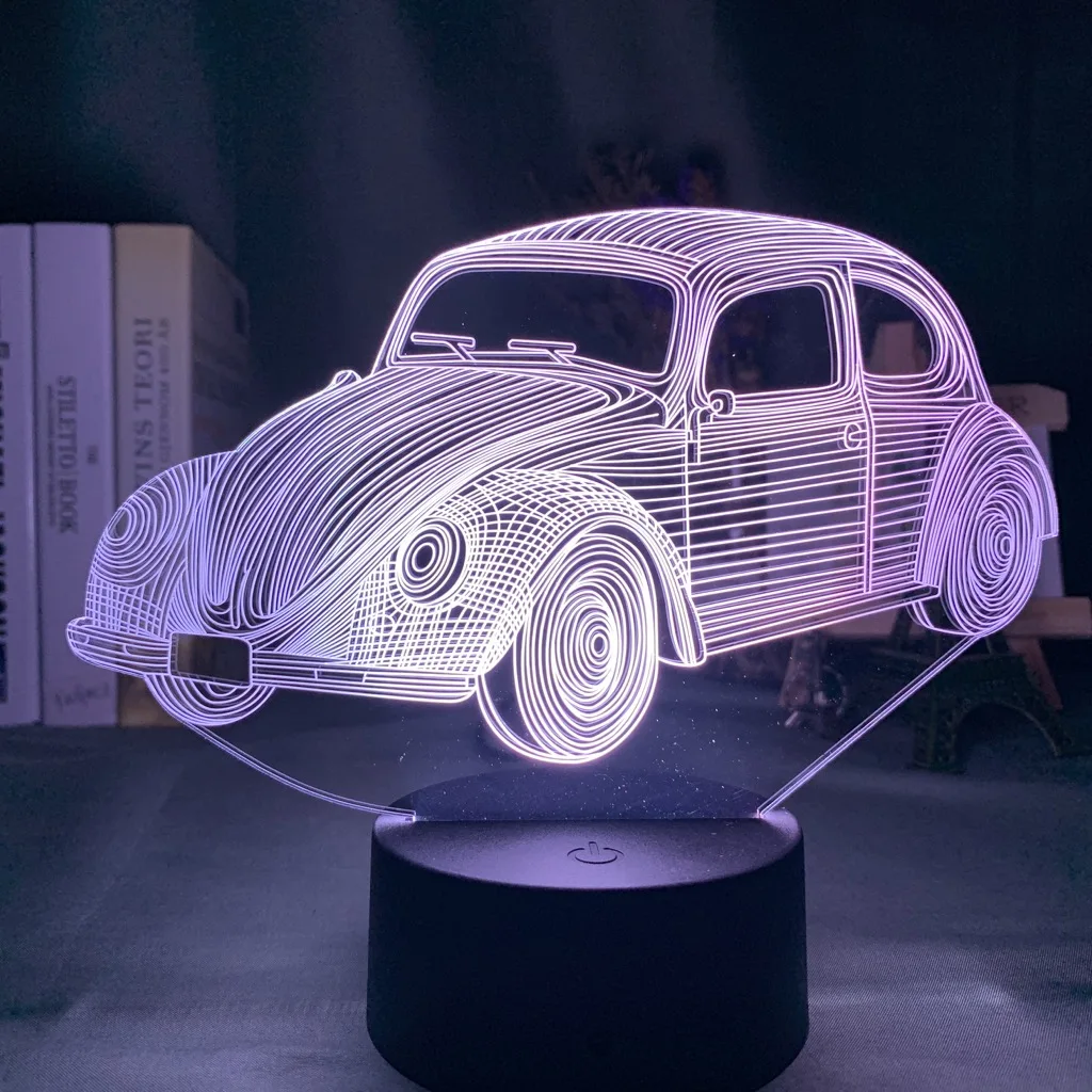 Акриловые 3D лампа автомобиля Volkswagen Beetle модель цветной ночной Светильник для детей ребенок Украшения в