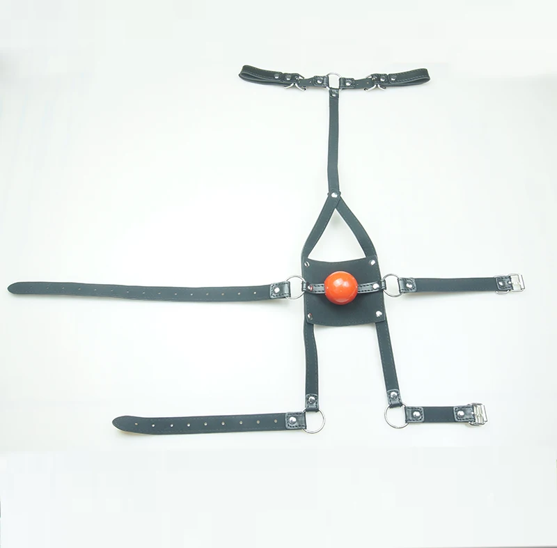 BDSM Leather Ball Gag Silicone, Slave Head Harness Muzzle Bondage Gear,Sex Toys For Couples,Adult Games