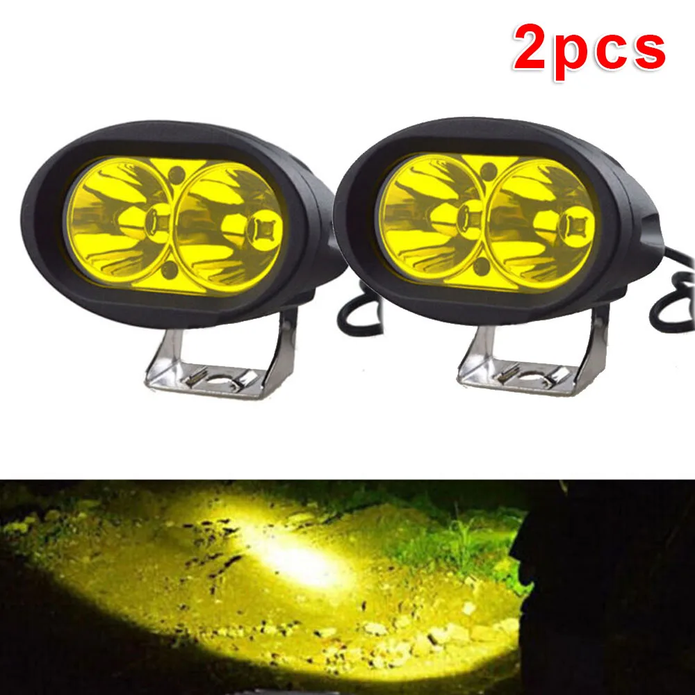 

Waterproof LED Work Light Lamps 2pcs Yellow 20W Headlight Spot Off Road