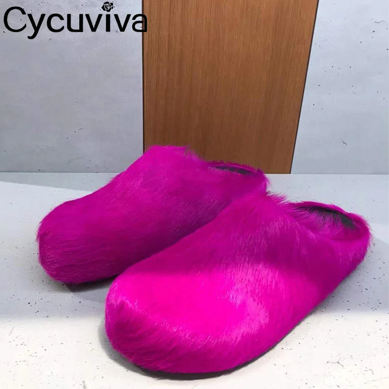 

Мюли женские из конского волоса, повседневные шлепанцы, без застежки, круглый носок, Повседневная Уличная обувь, Тапочки, 2022
