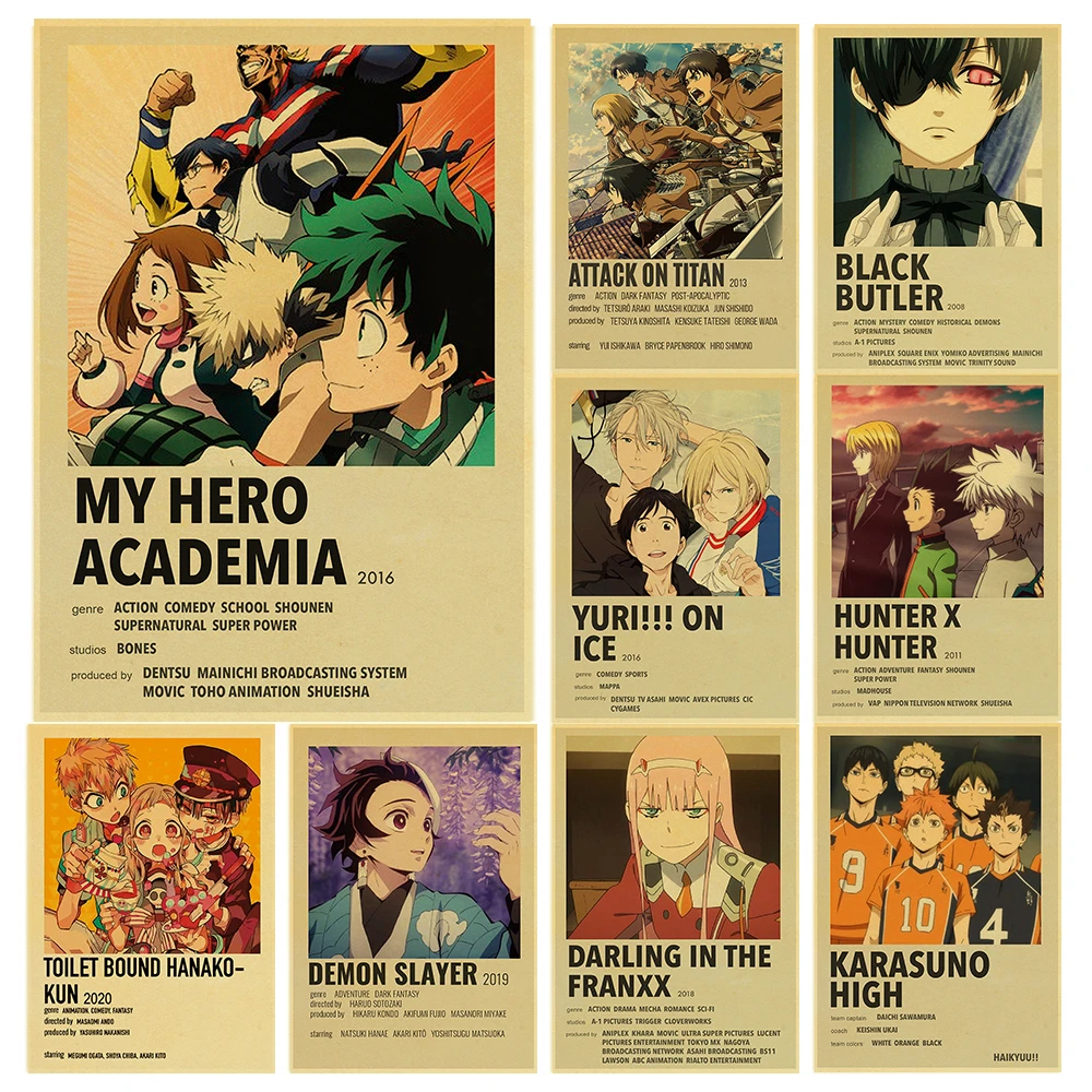 クラシックなアニメコレクションヴィンテージpostersハンター ハイキュー クラフト紙ステッカー 家 カフェの装飾 ギフト 絵画 絵画 書道 Aliexpress