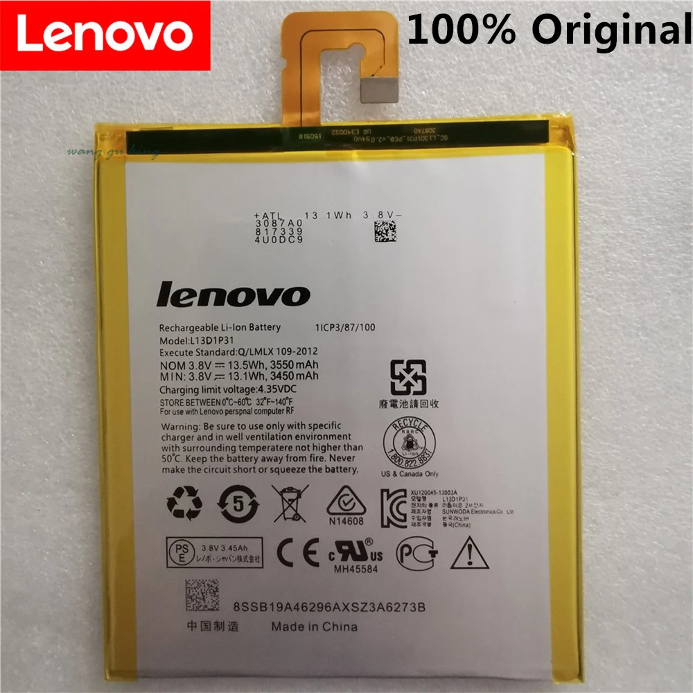 100% оригинальный телефон Lenovo Замена L13D1P31 3350 мА/ч батарея для TAB3 7 TB3-730 TB3-730X TB3-730F