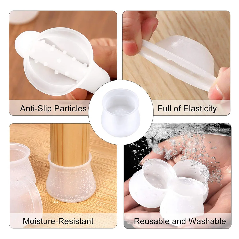 4/8/16Pcs Urniture Chair Leg Caps Rubber Feet Protector Table Feet Cover Floor Protector Non-slip Desk Chair Pad Mat Caps Foot