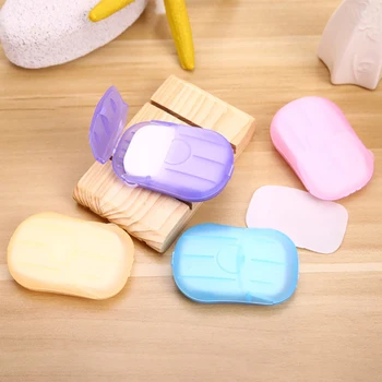 

20pcs/1 Box Travel Washing Hand Bath Soap Paper Scented Slice Sheets Foaming Soap Case Paper Disposable Mini Soap