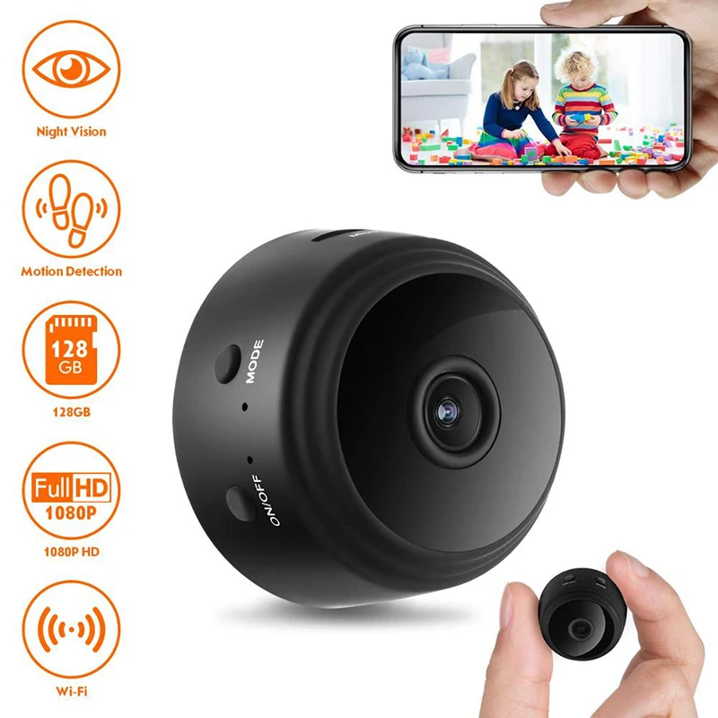 Indoor Anti-theft Mini Camera Night Vision Baby Room Monitor Magnetic WiFi 1080P HD ip Camera Remote Mobile Phone Monitoring USB