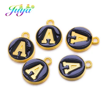 

Juya 10pcs/lot Wholesale Gold Color Double Side 26 Alphabet Letters Enamel Charms For Handmade Initial Name Jewelry Making