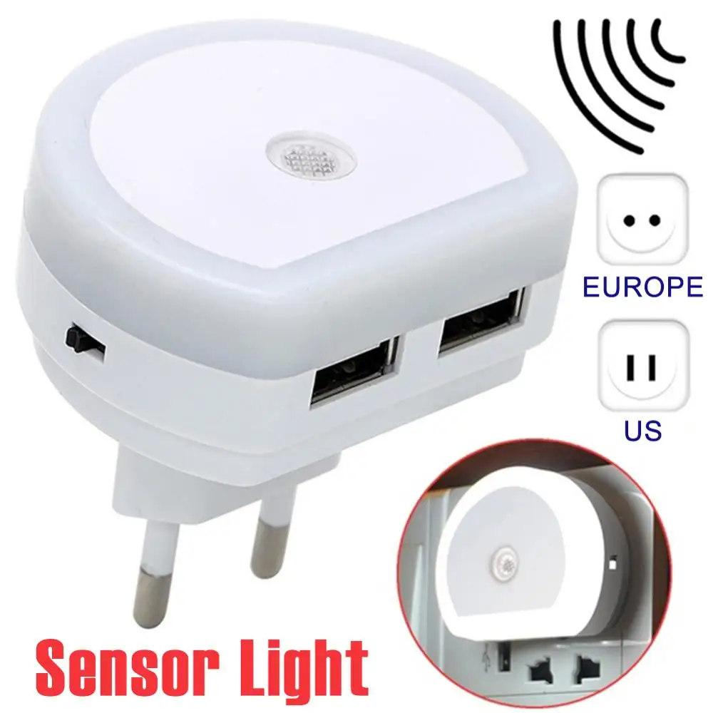 Emergency Light Wall Lamp Home Lighting LED Night Light EU Plug Bedside Lamp Wall Mounted Energy-efficient 5V Dual USB Emergency Light Wall Lamp Home Lighting LED Night Light EU Plug Bedside Lamp Wall Mounted Energy-efficient 5V Dual USB
