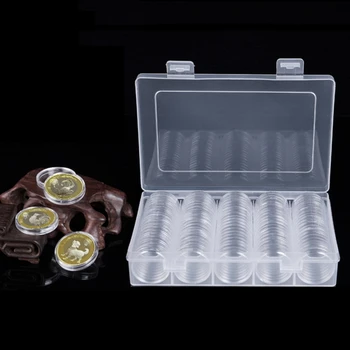 

100pcs/ lot 27mm Commemorative Coin Storage Box Round Coin Holder in a Box Storage Organizer Coin Collection Box Container
