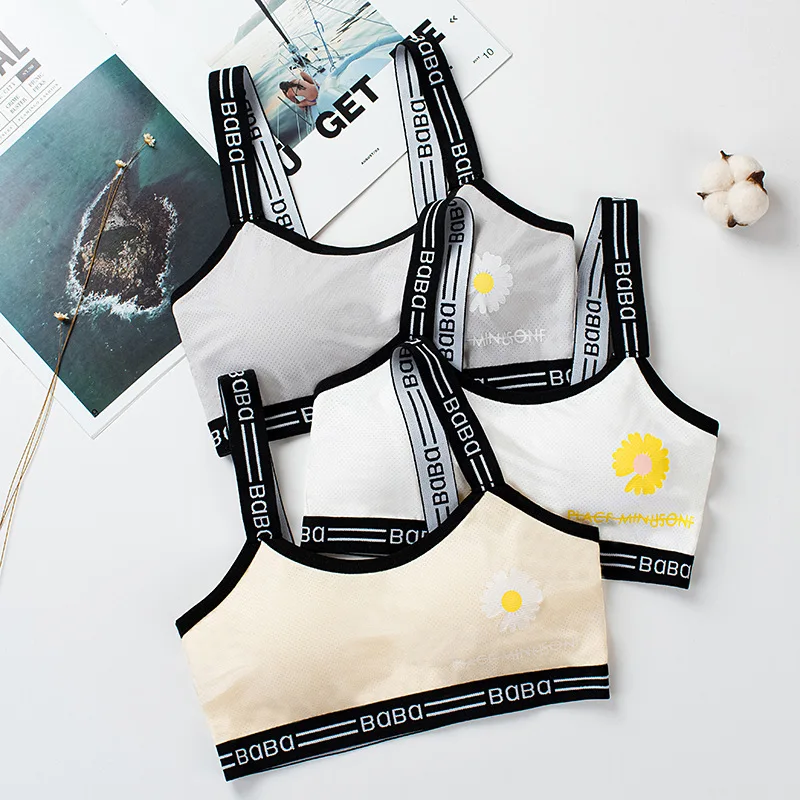 Sports Bra For Teenage Puberty Girl Crop Top Bra Women Cotton Underwear Soft Comfort Tube Tops Brassiere Tops For Girls sports bra,training bra,cotton bra,crop top,seamless underwear vest