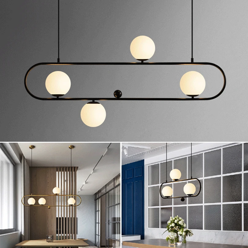 

Nordic Loft Cafe Led Glass Ball Pendant Light Retro Industrial Geometry Creative Dining Living Room Hanging Lamps Lights Fixture