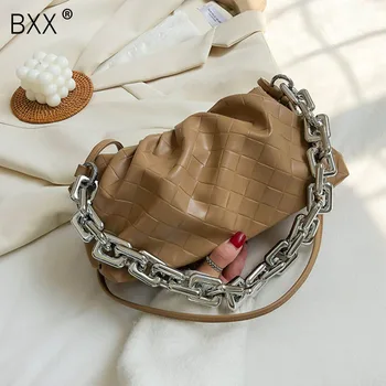 

[BXX] Small Thick Chain PU Leather Weave Crossbody Bag For Women 2020 Branded Shoulder Handbags Trend Ladies Travel Bag HO557