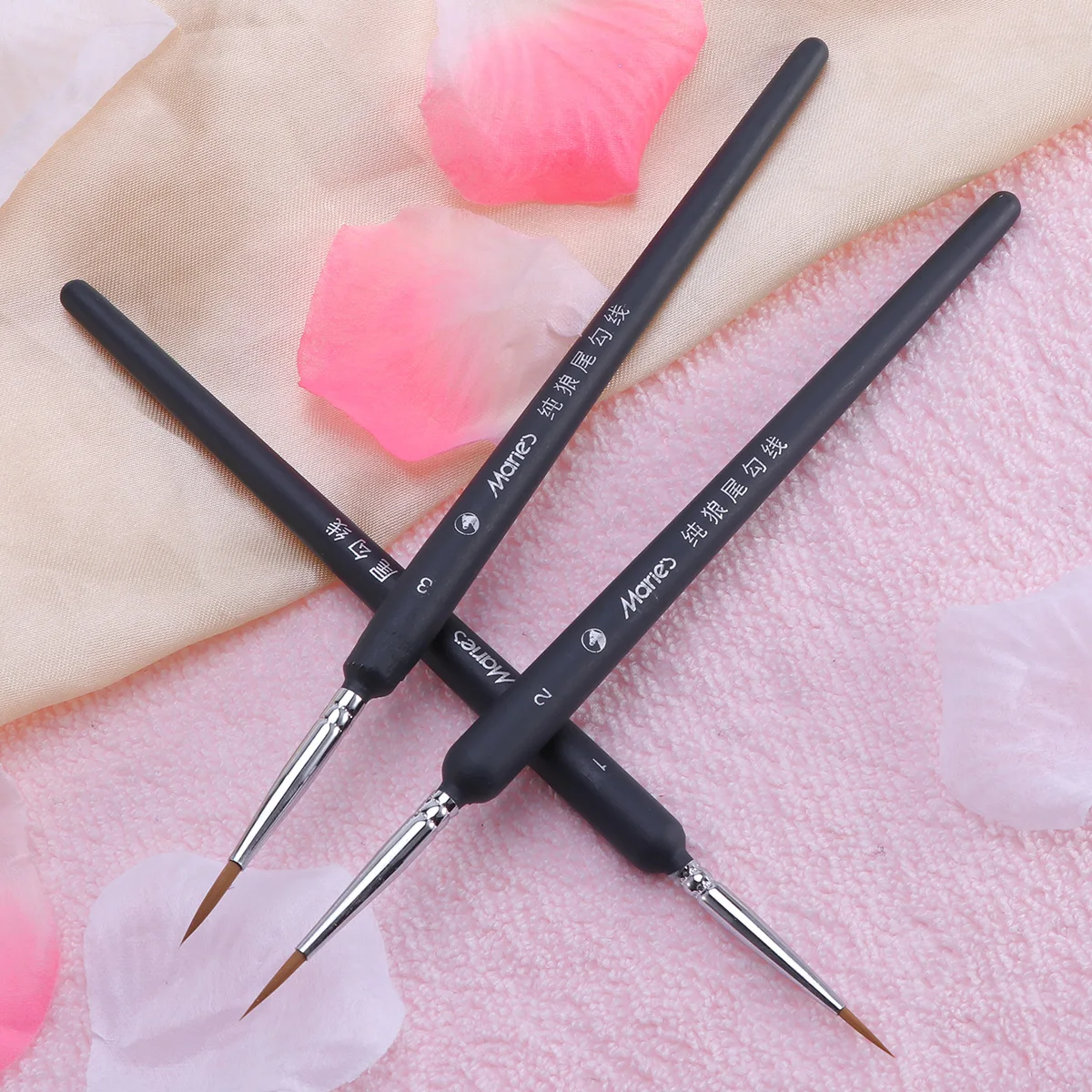 3pcs Durable Professional Premium Wolf Hair Brush for Miniatures Acrylic Oil Gouache Watercolor