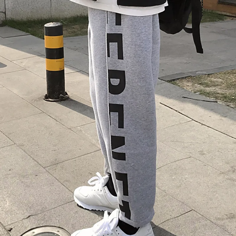 Plus Velvet Thick Joggers Pants Men's Fashion Letters Printed Casual Sweatpants Men Street Wild Hip Hop Loose Trousers Mens