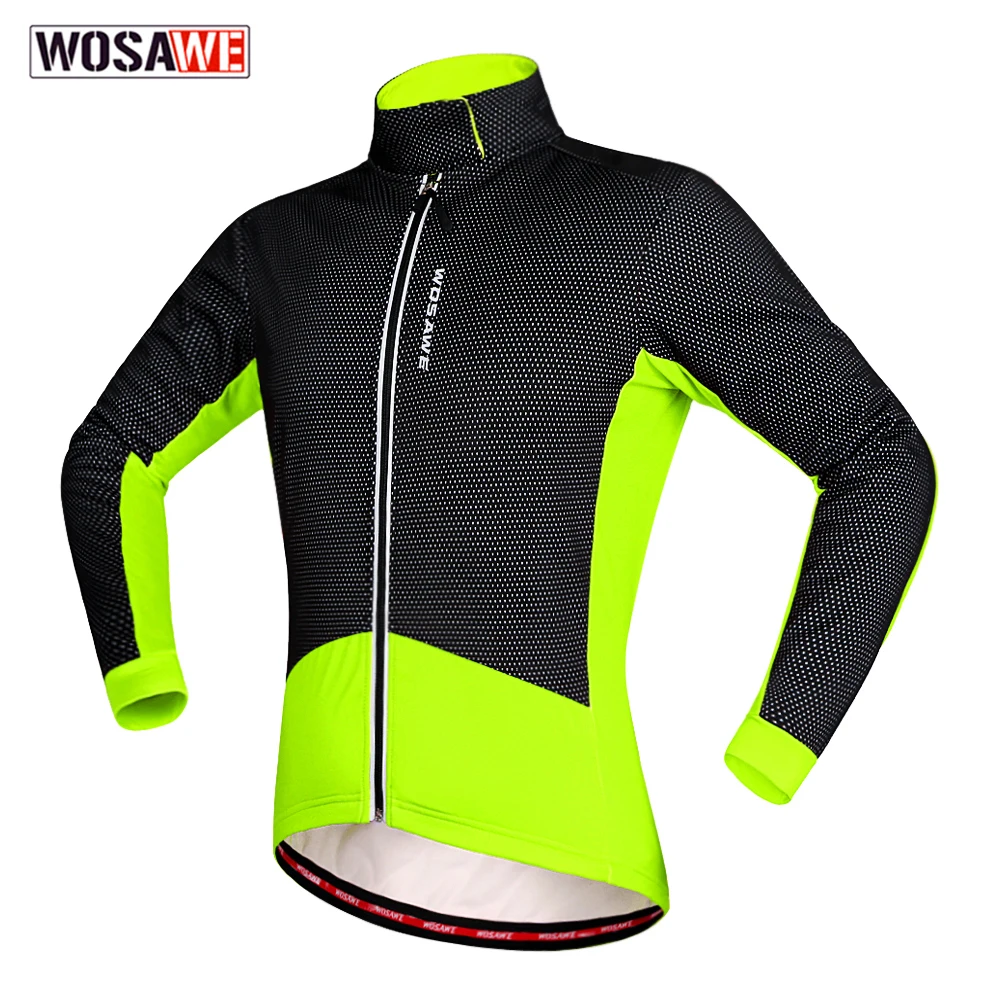

WOSAWE Winter Windproof Water Repellet Reflective Cycling Jacket Jacket Warm Mountain Bike Lengthen Cuff Men Women warm Jacket