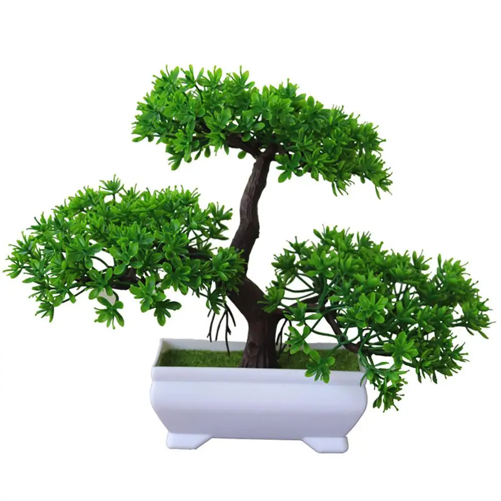 

New Artificial Green Pot Welcoming Pine Emulate Bonsai Simulation Artificial Potted Plant Ornament Home Decor Drop Shipping