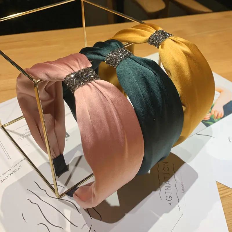 2019 модные стразы средней длины широкие Нескользящие резинки для волос женщин